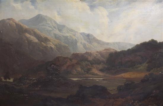 Attributed to Joseph Clover (1779-1853) Scene in the Trossachs and two other landscapes, 18 x 26.75in.